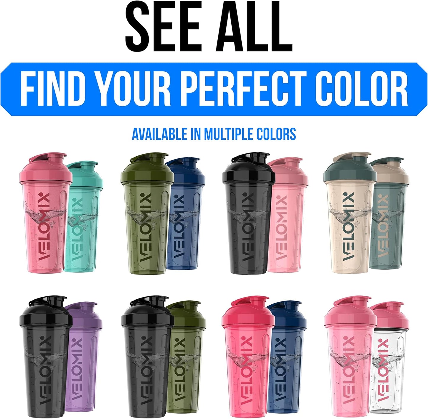-2 Pack- 28 Oz Protein Shaker Bottles for Protein Mixes - 2X Wire Whisk | Leak Proof Shaker Cups for Protein Shakes | Protein Shaker Bottle Pack (Black/Transparent)