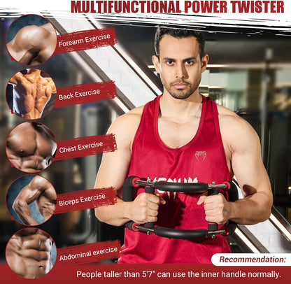 Twister Arm Trainer, 30-120 Lbs Adjustable Twister Arm Chest Exerciser with 4 Spring & Poster for Men & Women, Detachable Power Twister Home Fitness Equipment for Enhancing Upper Body Muscle